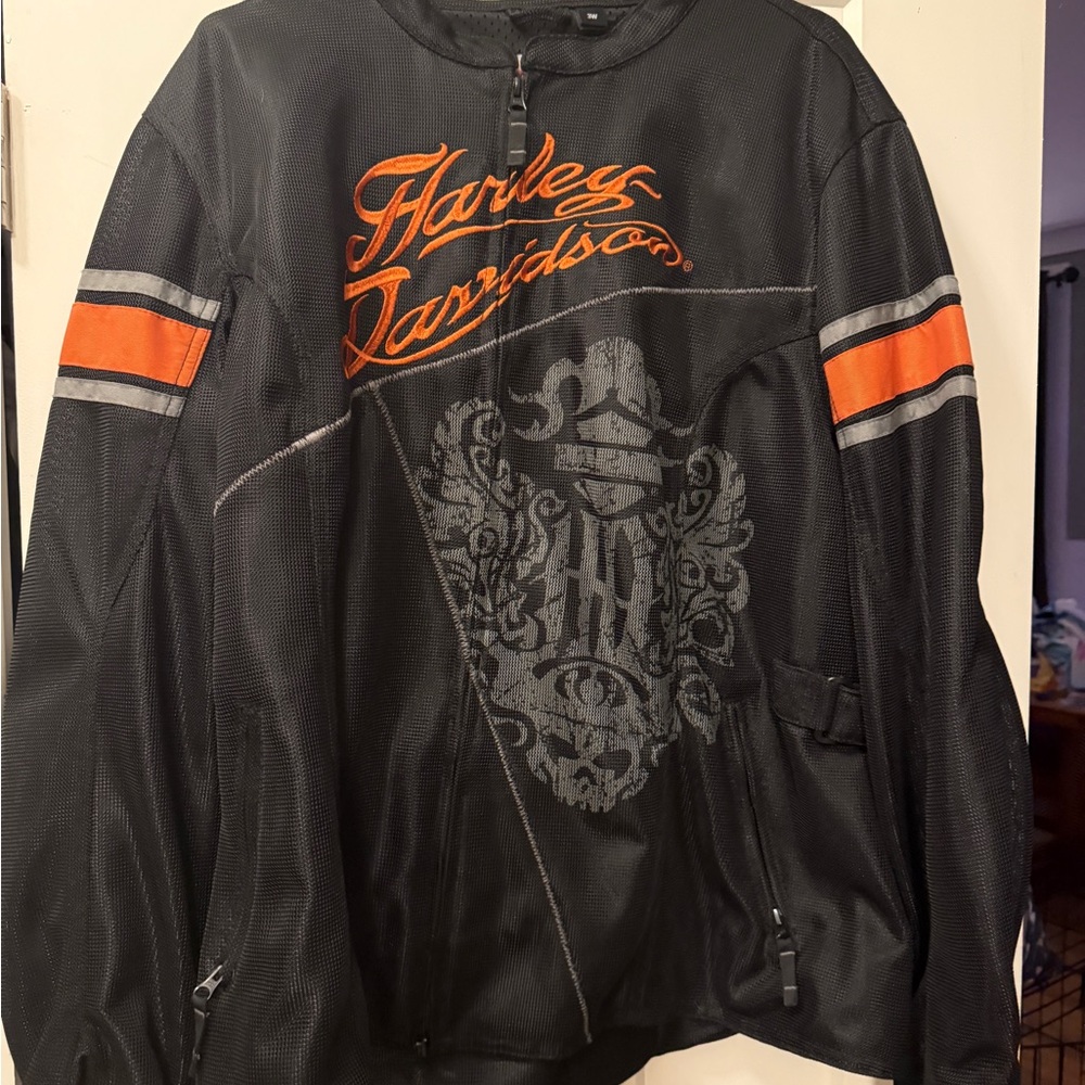 Harley-Davidson Black Jacket with Orange Accents